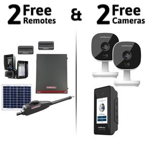 LiftMaster LA412UL Single Swing Solar Gate Opener Kit with MyQ Technology - LA412UL Kit (20Watt),CAPXS (Intercom)+2 Free Cameras+2 Free Remotes