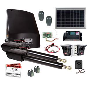 USAutomatic Ranger 500 Dual Swing Gate Opener Kit with DIY Bolt-on Brackets - 10 Watt Panel