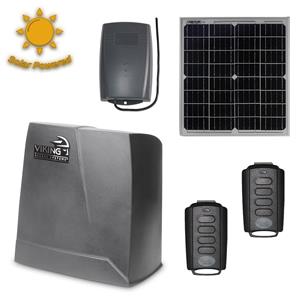 Viking K2 Residential Solar Single Slide Gate Operator with SPS - Viking Operator with Estate Swing Accessories Kit + 2 Free Remotes